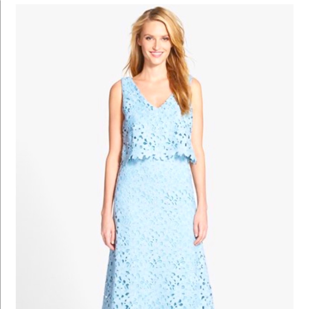 Vera Wang Lace Popover Maxi Gown